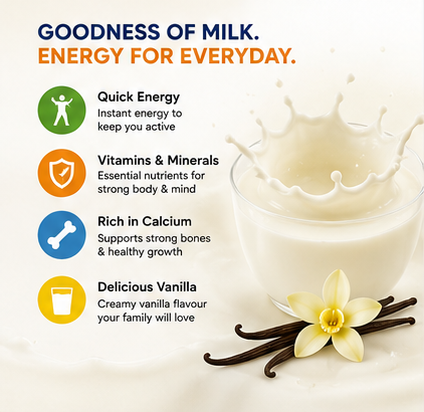 Musk Vanilla Flavour Milk Base Nutritional Supplement – Complete Daily Nutrition for Energy, Growth & Wellness