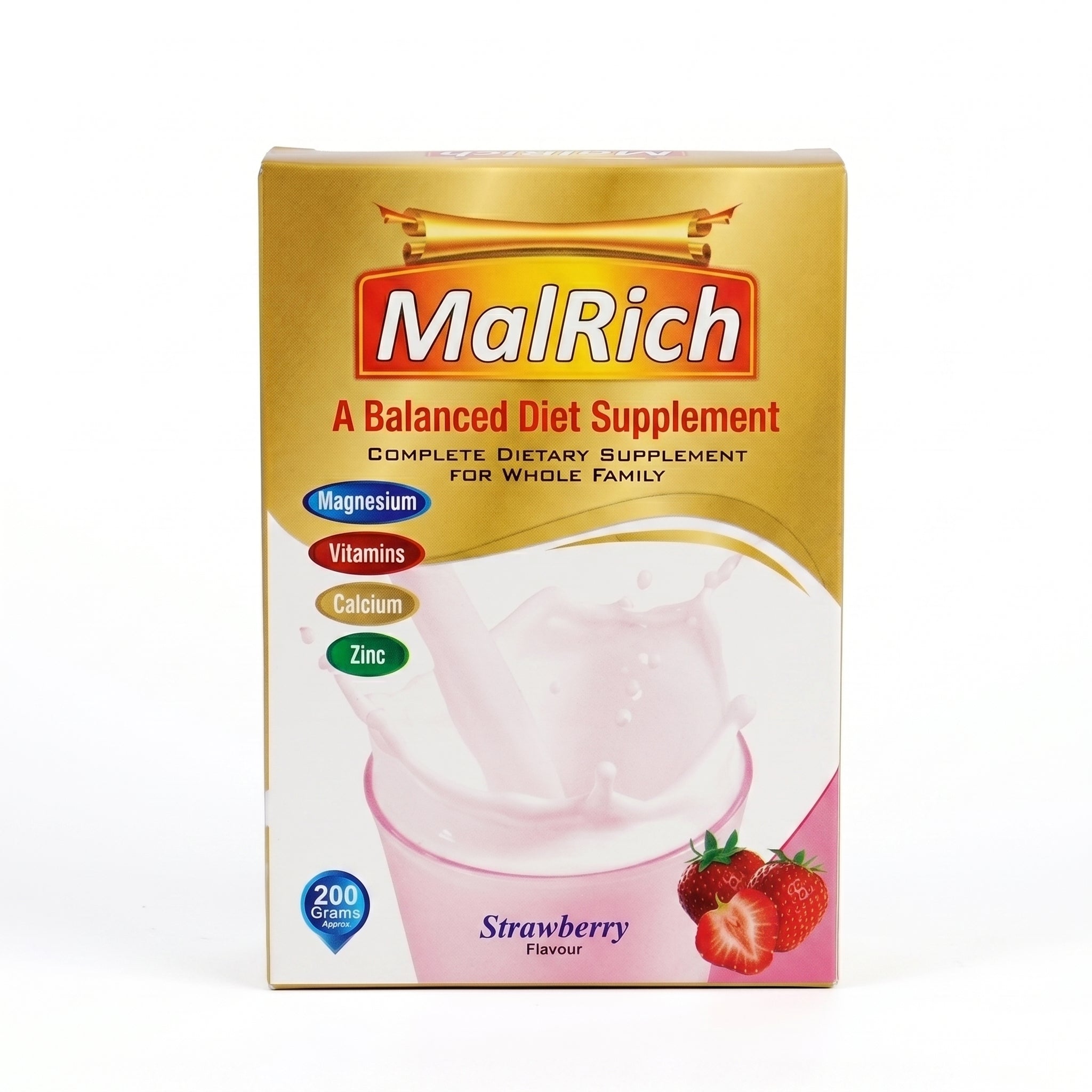Malrich Strawberry Flavour 200g Nutritional Supplement – Complete Daily Nutrition for Energy, Growth & Wellness